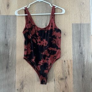 Orange and Black Tie Dye Bodysuit